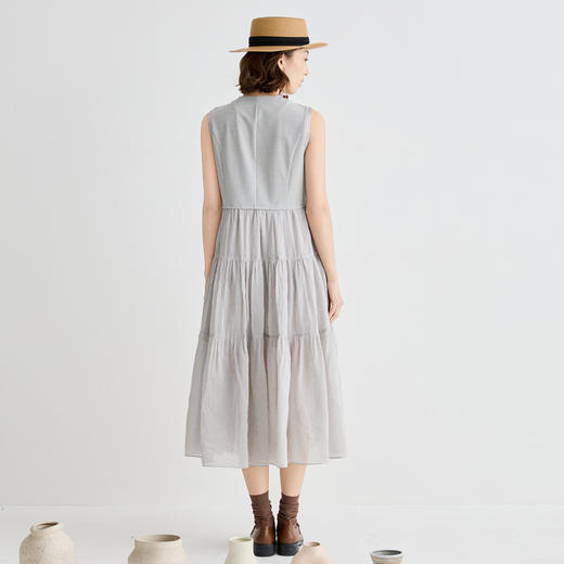 谜底连衣裙无袖女2025夏新品复古风通勤修身西装背心裙252ML0562 商品图2