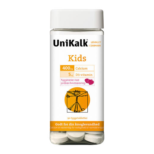 [丹麦]新Unikalk佑咔克儿童钙片草莓树莓味90粒. New!UniKalk Kids m.Jordb./hindb. 90stk. 商品图0