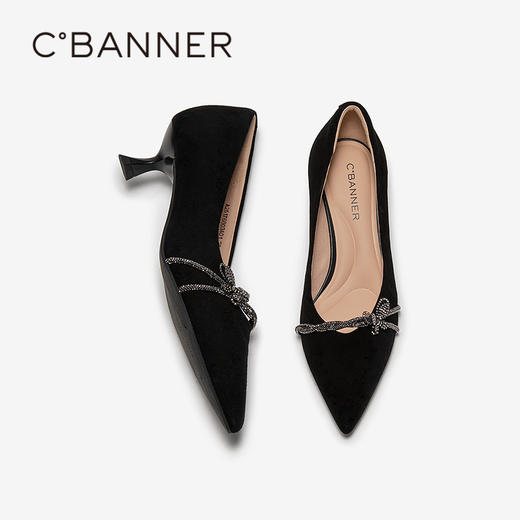 千百度CºBANNER2025新款小猫跟羊皮婚鞋A25176803 商品图2