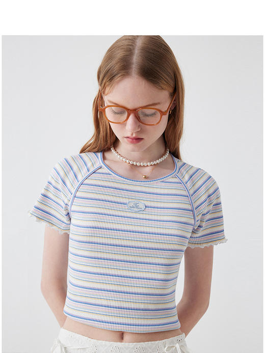 Teenie Weenie小熊条纹T恤女夏季女t恤TTRS252411T 商品图1