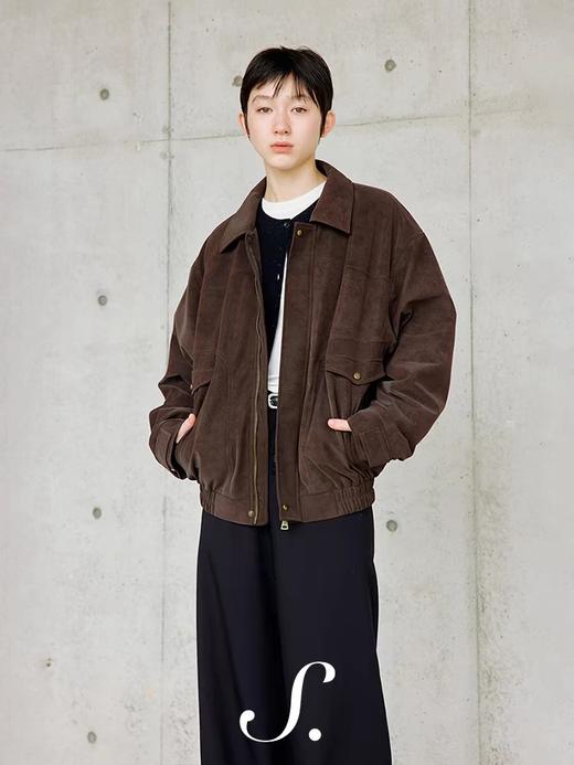 shyshystill/shy202412007/环保麂皮绒金属扣短巧宽松分割夹克 商品图3