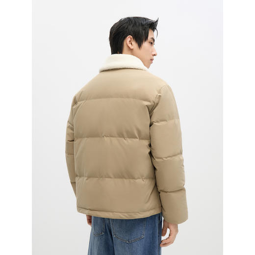 GXG男装 夹克羽绒服男2024冬热卖短款仿羊羔毛领外套#G24DY24006 商品图3