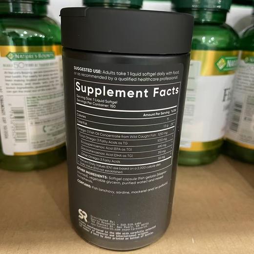 到手价285元 Sports Research野生3倍浓缩鱼油胶囊150粒装 美国代购，无中文标签，介意慎拍 商品图3