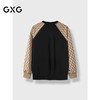 GXG男装 秋季热卖GXG撞色拼接棋盘格刺绣时尚圆领卫衣男上衣 商品缩略图1