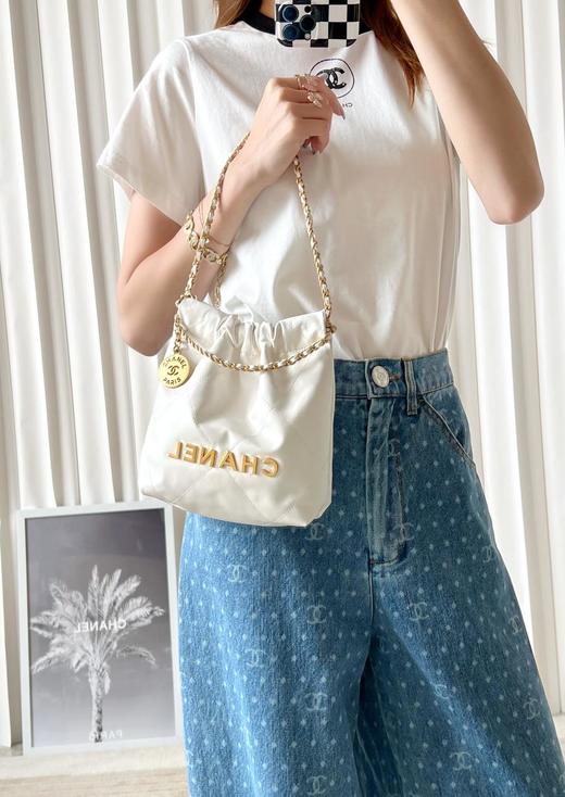 香奈儿-23s春夏系列Antibazp皮mini22Bag白/金单肩包（HH） 商品图6
