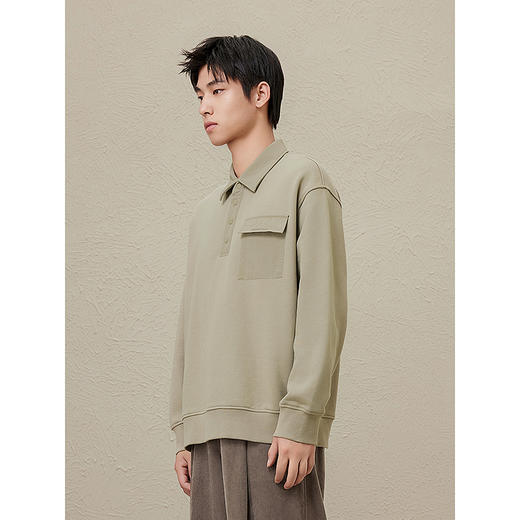 GXG男装  秋冬热卖GXG男士内里加绒简约时尚口袋装饰翻领卫衣男 商品图2