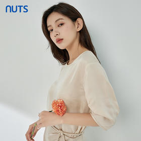 NUTS夏季新品纯色时尚简约气质圆领短袖套头衫326011182B