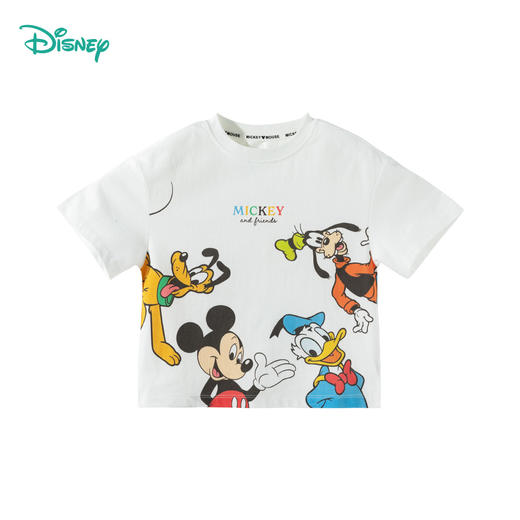 【5A抑菌】迪士尼25夏季新男童纯棉透气短袖儿童卡通米奇印花T恤打底衫ZD2ES038* 商品图6