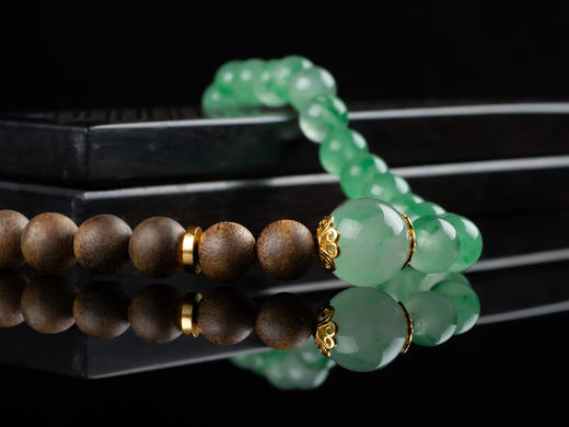 XY0118沉香非洲翠925银双圈手链 商品图6