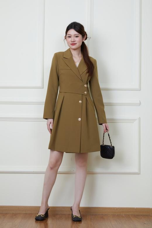 Le Malene 绿色西装领收腰连衣裙 19868 商品图4