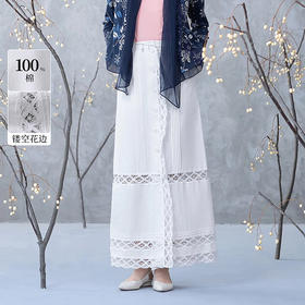 【林栖设计小店】纯棉半身裙镂空花边优雅直筒设计感2025春夏新品裙子女1952033
