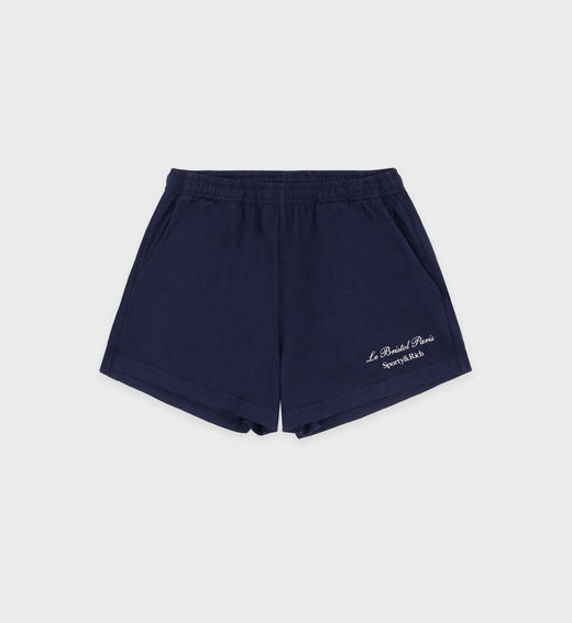 Sporty & Rich - Faubourg Disco Short - Navy/Cream - 女装 - 短裤 - 深蓝色/奶油色 商品图0