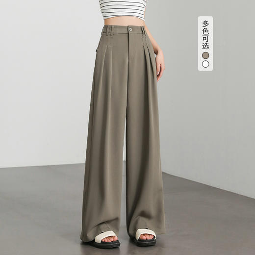 西遇垂坠感阔腿裤女夏季新款西装裤宽松慵懒风高腰休闲裤D0050521 商品图1