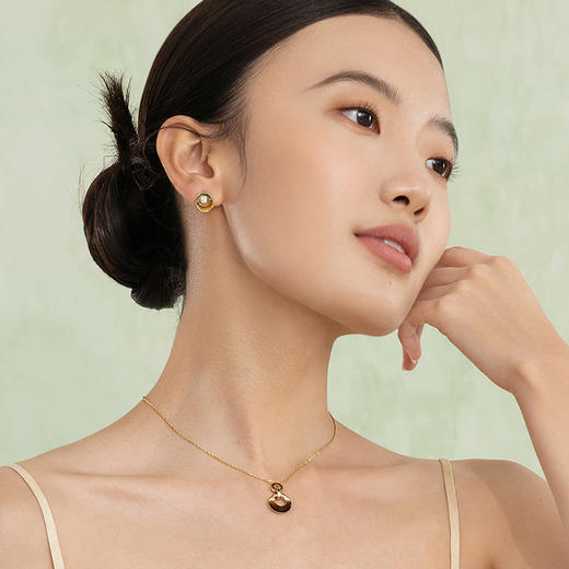 FANCI范琦x宫主 万事胜意平安扣耳钉琥珀棕女新款国风新中式轻奢送妈妈送女友 商品图4