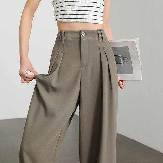西遇垂坠感阔腿裤女夏季新款西装裤宽松慵懒风高腰休闲裤D0050521 商品图2