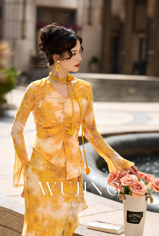 【雾境定制新款】黄莺凝香 进口高弹印花氨纶网套装 4202111 商品图4