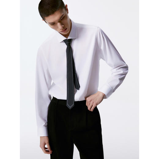 GXG男装 多色通勤基础免烫翻领长袖衬衫24年秋季热卖G24X033034 商品图4