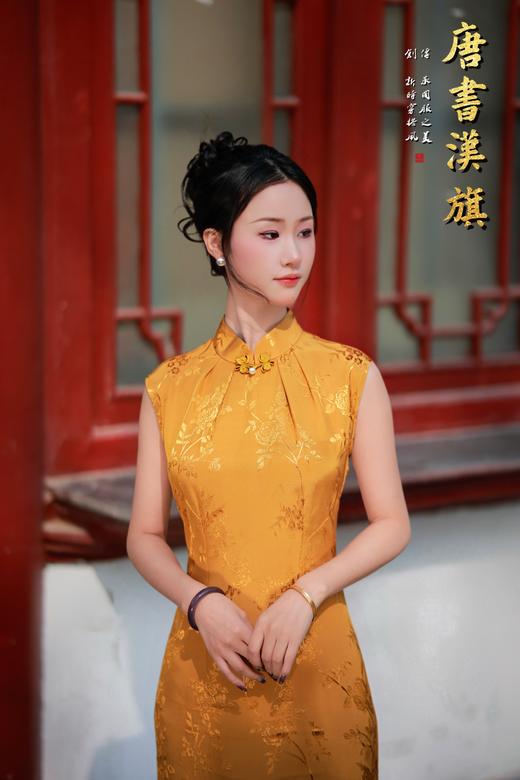 【月胧西】春夏新款金黄色复古送考年轻款改良旗袍优雅温婉新中式 商品图2