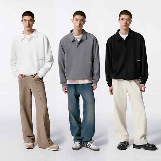GXG男装 多色基础设计宽松时尚翻领卫衣男24年秋季热卖G24X313010 商品图3
