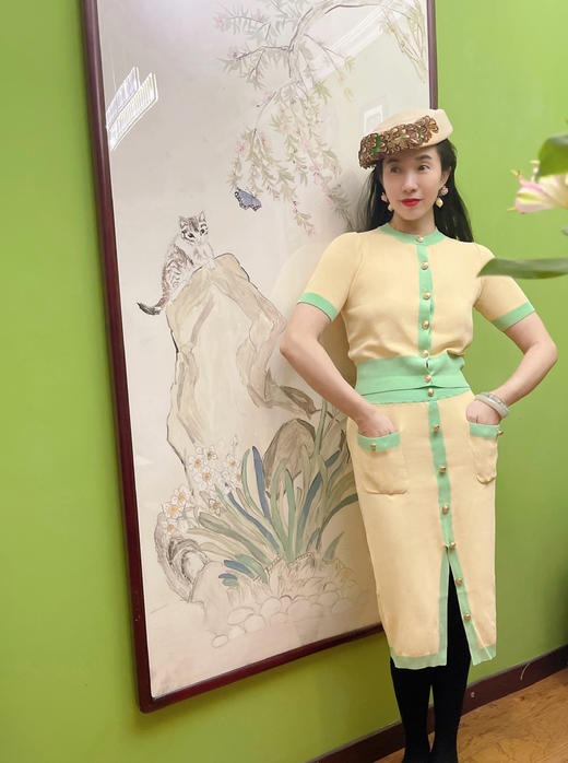 纯露节¥999送·小众定制线·Ch*el秀款明黄针织套装 商品图0