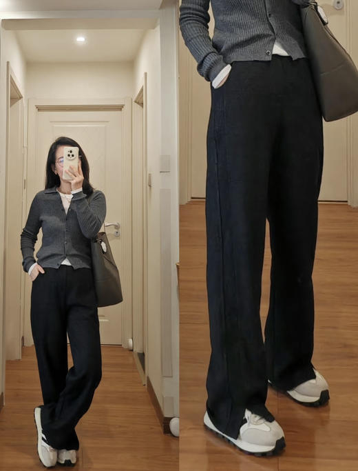 极度舒适！裤王😎口碑爆款裤型！一条拯救全腿型❗️今年的升级新款【URZA&TAFR窄版开叉阔腿直筒卫裤】裤腰松紧抽绳设计，不勒肚肚0束缚！✅裤脚开衩设计，时髦不单调！超级无敌长腿神裤！微阔藏肉版型！ 商品图0