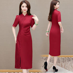 洋气优雅红色，气质修身时尚喜婆婆改良旗袍QYM-AH5137JNL536