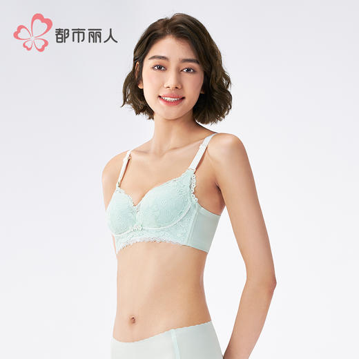 都市丽人自然舒适无金属内衣中厚蕾丝无钢圈常规文胸LBHAA1 商品图2