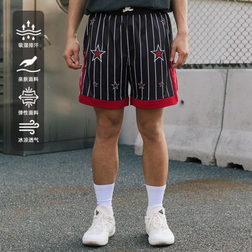 LUSHISI星蓝主题运动复古条纹篮球美式街头潮流训练跑步五分短裤 商品图1