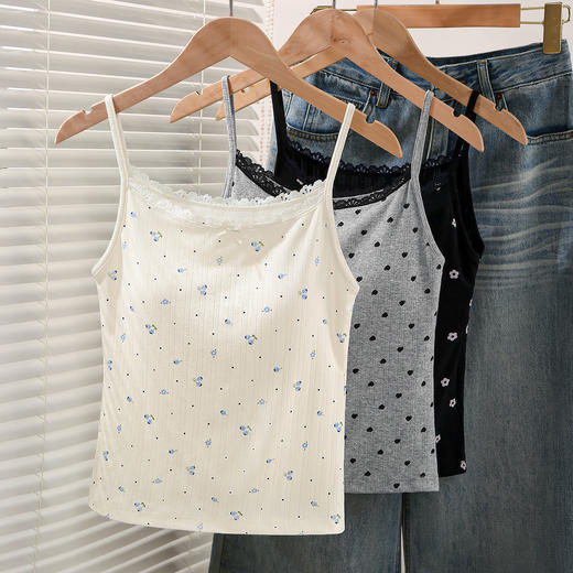 C2-【均码，适合80-115斤】【带胸垫免穿文胸】复古减龄碎花小吊带背心外穿内搭打底背心上衣 	空谷清灵 商品图7