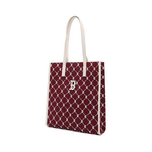 【品牌授权】扫码验证 韩国MLB 钻石老花托特包-黑色 灰色 米黄色 深米色  女新款老花满印休闲时尚运动背包 3AORM012N 商品图7