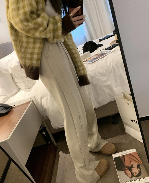 极度舒适！裤王😎口碑爆款裤型！一条拯救全腿型❗️今年的升级新款【URZA&TAFR窄版开叉阔腿直筒卫裤】裤腰松紧抽绳设计，不勒肚肚0束缚！✅裤脚开衩设计，时髦不单调！超级无敌长腿神裤！微阔藏肉版型！ 商品图5