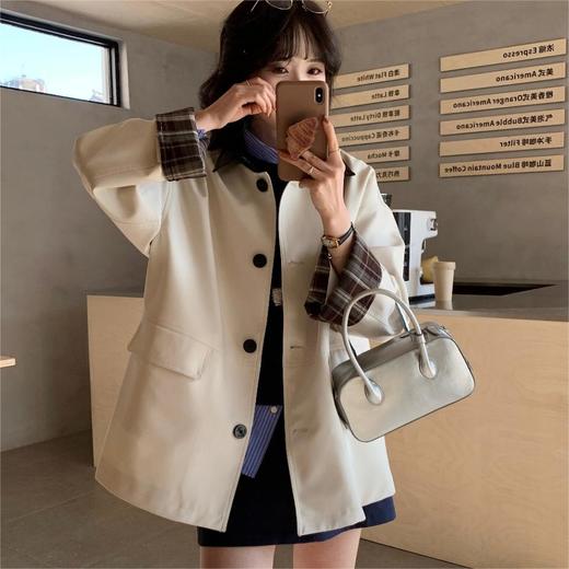 【撞色领风衣9218 】撞色复古高级新款 莱赛尔风衣外套 日常穿搭 百搭款 商品图5