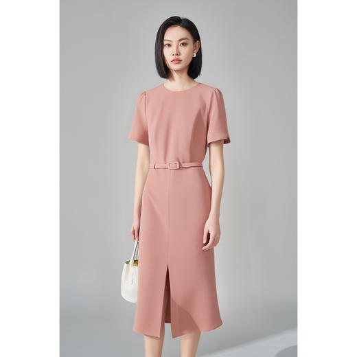 剩S/M/L 米思阳2025夏季新款气质优雅粉色连衣裙时尚大气正装裙子女1113 商品图0