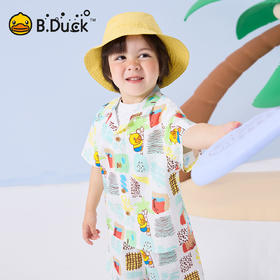 bduck小黄鸭童装夏季男童衬衫短袖夏装薄款衣服宝宝上衣儿童衬衣外套90-130 BF2609001