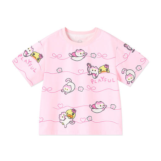 bduck小黄鸭童装夏季女童短袖T恤儿童夏装细网透气小女孩半袖上衣薄款105-150 FF2601021 商品图3