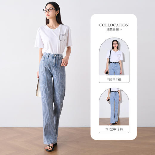 OLrain欧芮儿高腰牛仔裤女夏季2025年新款时尚百搭休闲直筒长裤 商品图1