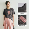 OLrain欧芮儿法式深灰色短袖T恤女夏季2025新款宽松刺绣圆领上衣 商品缩略图1