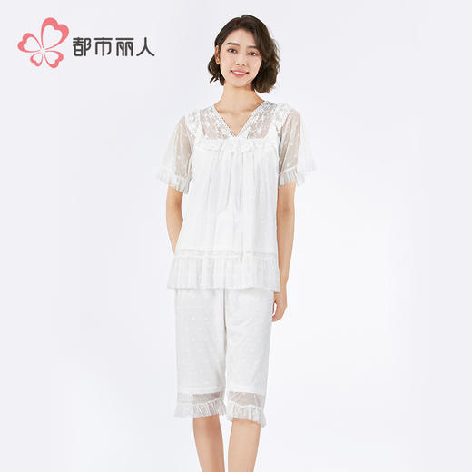 都市丽人女士特殊面料短袖套装薄针织网纱亲情蜜语短袖类LHH9B3 商品图1