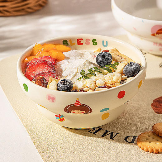 摩登主妇生日女孩酸奶碗个人专用碗具家用餐具儿童饭碗燕麦水果碗 商品图2