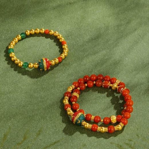 【古法文玩】红气养人，吉言皆得所愿南红鎏彩多圈珠串手链，金重约23.53g，克重计价多退少补（Y.）【预售】【金价请咨询客服，克重计价都包含工费【每日金价请咨询客服】 商品图4