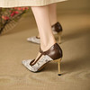 【预售5天】中式国风尖头高跟鞋，气质细跟配旗袍一字扣浅口水墨画单鞋JGGXY&J70731 商品缩略图3