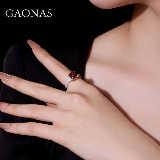 GAONAS 培育红宝石【矿工的眼泪】方形隽永经典百搭红色戒指10151JR 商品图4