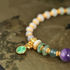 腕间流转的东方美学～天然三彩算盘珠翡翠手串女紫龙晶无事牌吊坠银饰镀金多宝证书 商品缩略图8