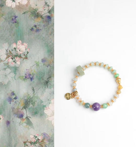 腕间流转的东方美学～天然三彩算盘珠翡翠手串女紫龙晶无事牌吊坠银饰镀金多宝证书 商品图9