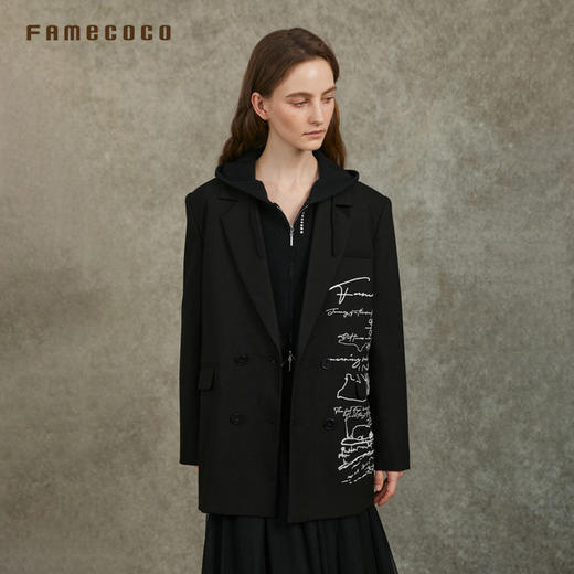 Famecoco范可儿文艺范高密精绣重工西装外套春秋款外套FAC6AW005 商品图1