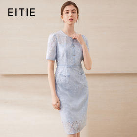 EITIE爱特爱法式复古优雅气质短袖蕾丝包臀连衣裙夏季新款B2507632