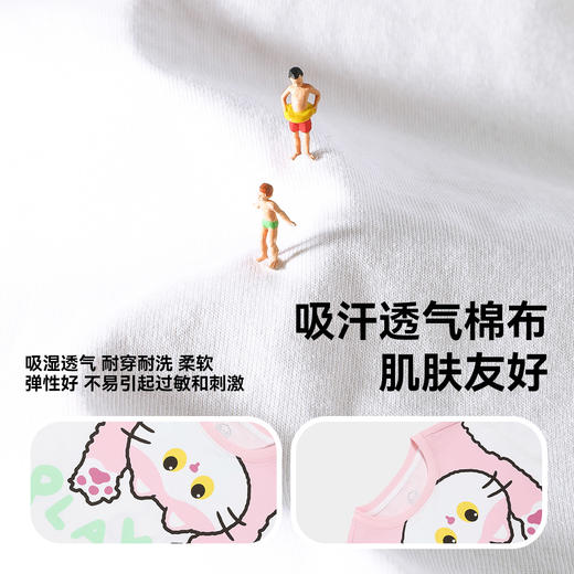 bduck小黄鸭童装夏季童女童T恤短袖夏装纯棉猫咪印花儿童半袖上衣薄款105-150 FF2601013 商品图2