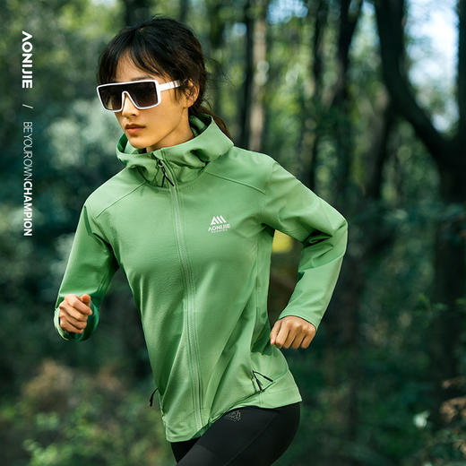 奥尼捷聚能方格户外夹克轻盈透气舒适运动加绒动态保暖女款连帽夹克防风防泼水/FW6207 商品图0