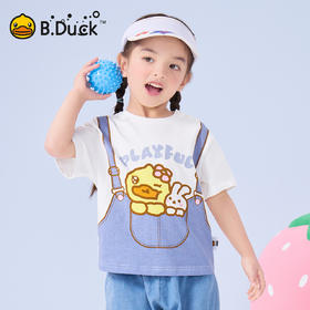 bduck小黄鸭童装夏季女童短袖T恤宝宝上衣儿童夏装纯棉半袖上衣薄90-130 FF2601068