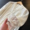 法式重工刺绣上衣V领蕾丝花边小衫长袖开衫喇叭袖白色衬衣女春夏 商品缩略图8